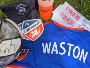 assortment of FC Cincinnati merchandise