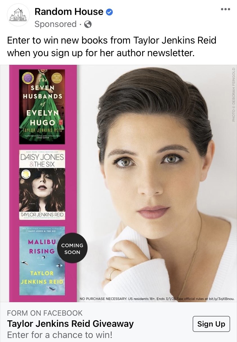 Screenshot of Facebook Ad from Random House