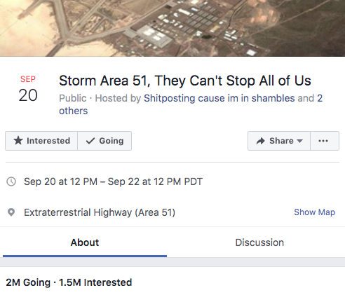 Storm Area 51 Facebook Event