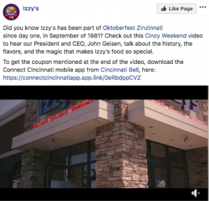 Screenshot of restaurant social media video with image showcasing location exterior