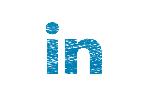 "in" of LinkedIn logo in blue centered against a white background
