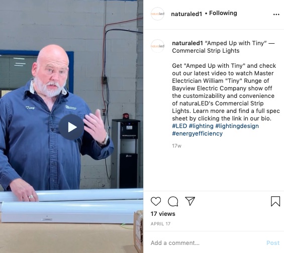 naturaLED "Amped Up with Tiny" IGTV Example