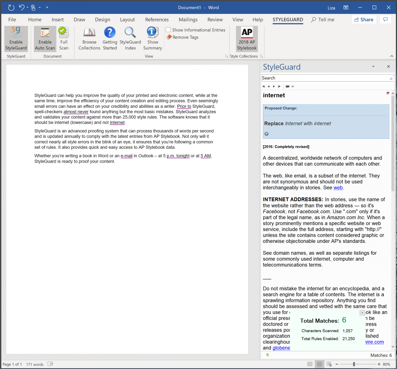 Screenshot of Styleguard editor