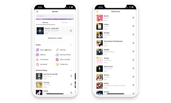 Two phones displaying the "what's trending" page on TikTok
