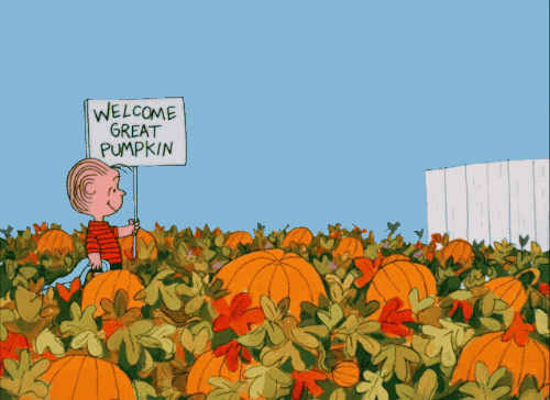 Linus holding sign for The Great Pumpkin