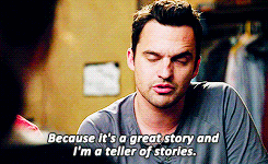Clip of man saying "Because it's a great story, and I'm a teller of stories".gif