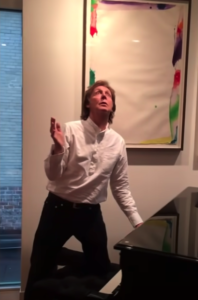 Paul McCartney standing still for mannequin challenge