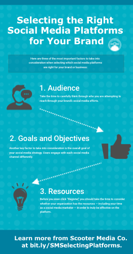 Infographic displaying key headings from "Selecting the Right Social Media Platforms for Your Brand" blog post