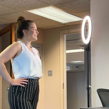 Woman Filming Video With Ring Light