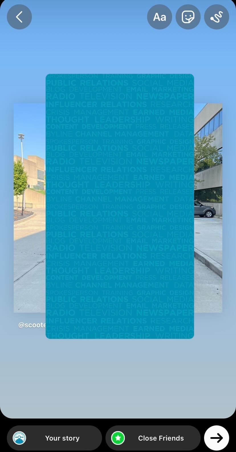 Screenshot from Instagram showing how to add a background to your Story