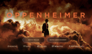 Screenshot of Oppenheimer movie countdown website