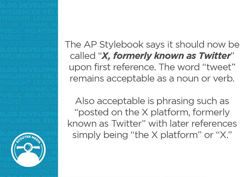 A graphic displaying the 2023 AP Stylebook updates for covering X Twitter.jpg